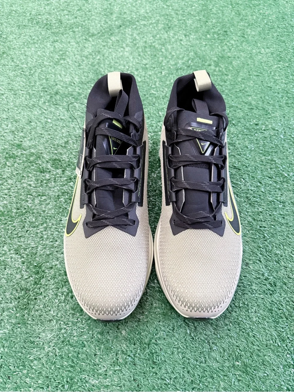 Nike Men’s Athletic Shoes - Beige with Black & Neon Yellow Accents
